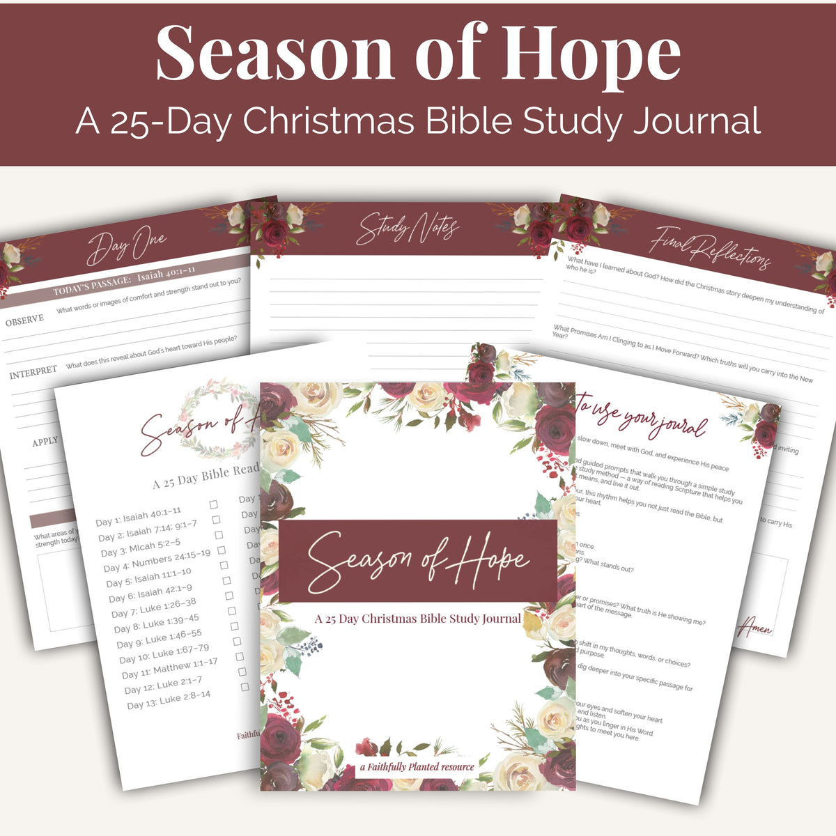 Season of Hope: 25 Day Christmas Bible Study Journal – Faithfully Planted