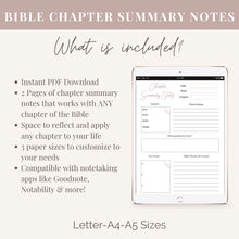 Load image into Gallery viewer, Bible Chapter Study Journal Template