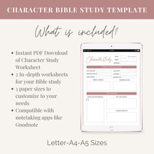 Load image into Gallery viewer, Bible Character Study Worksheet
