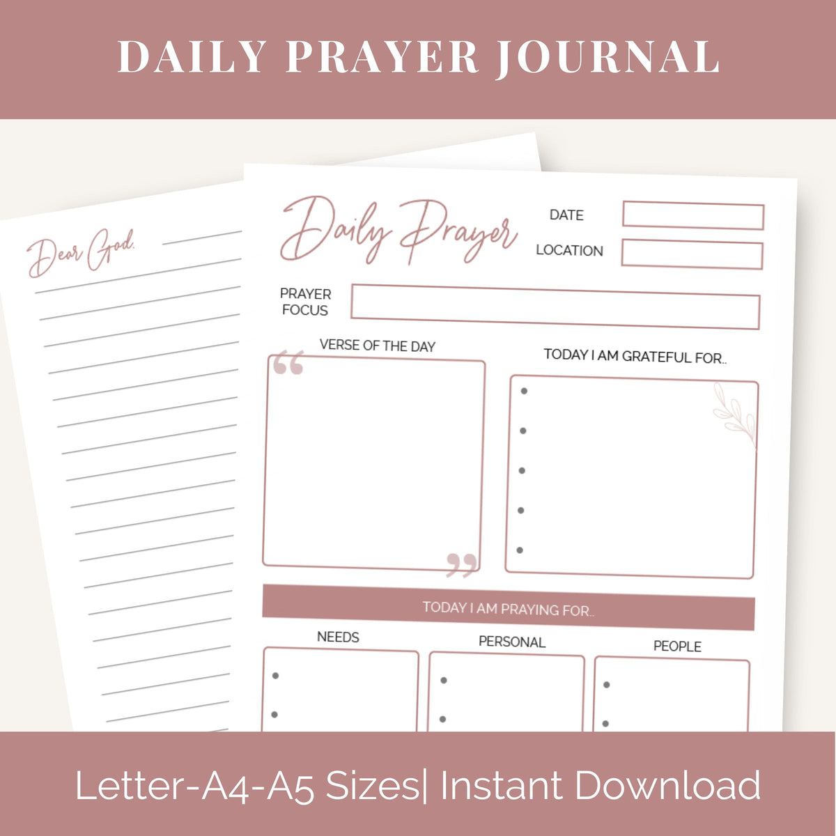 Daily Prayer Journal Printable | Instant Download – Faithfully Planted