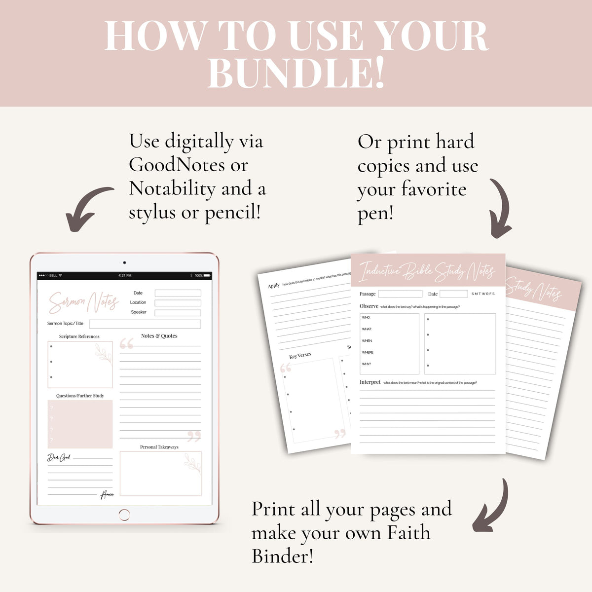 Bible Study Templates Bundle PDF | Instant Digital Download ...
