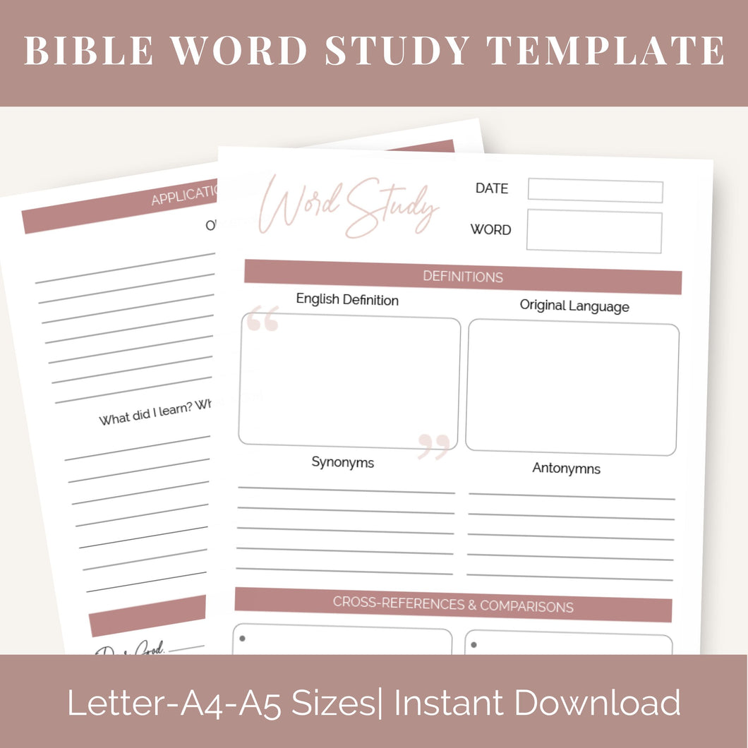 Word Study Format Biblical Word Study Journal | Instant Download – Faithfully Planted