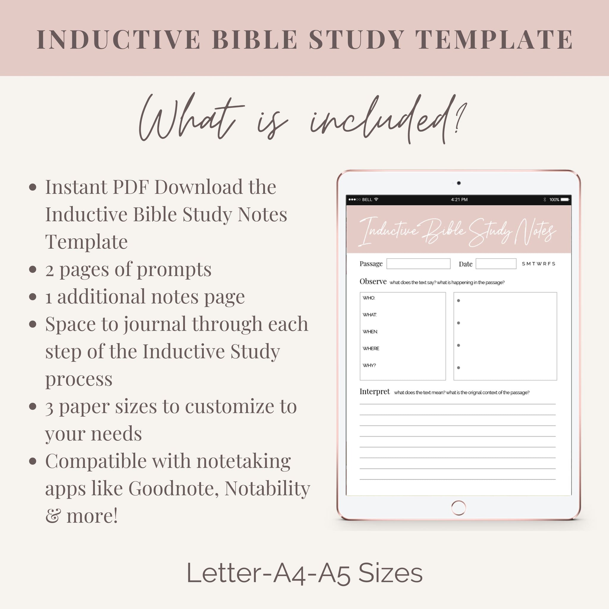 Inductive Bible Study Example Inductive Bible Study Journal | Instant Download – Faithfully Planted