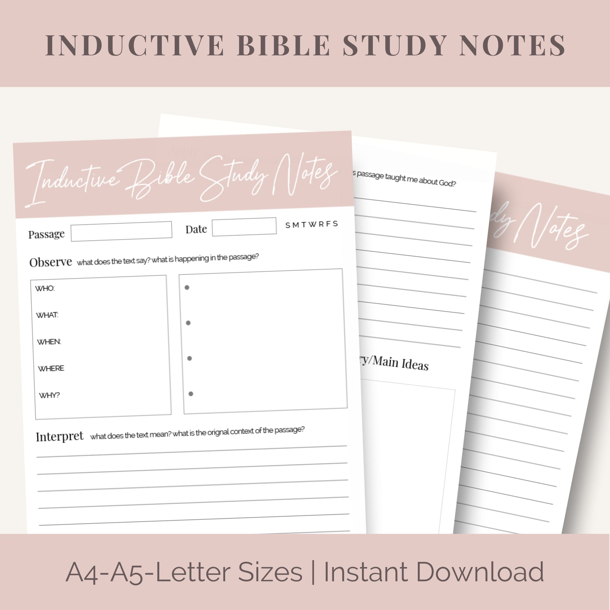 Inductive Bible Study Example Inductive Bible Study Journal | Instant Download – Faithfully Planted