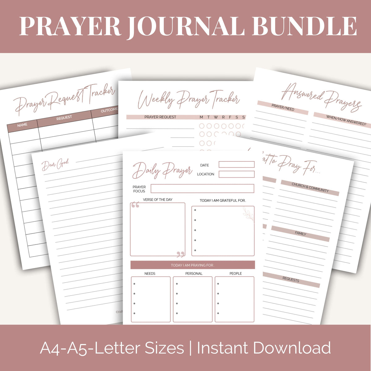 Prayer Journal Bundle | Instant Download – Faithfully Planted