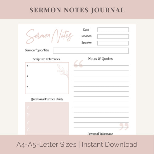 Sermon Notes Journal Template