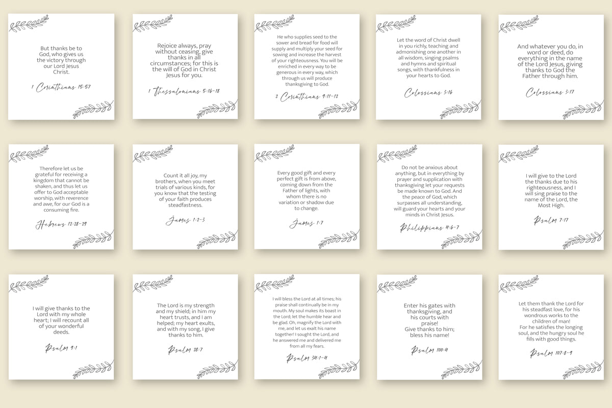 Gratitude Bible Verse Printable Cards | Gratitude Scripture Cards ...